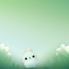 cartoon white rabbit over green background