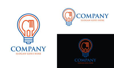 spoon and fork logo inside a light bulb