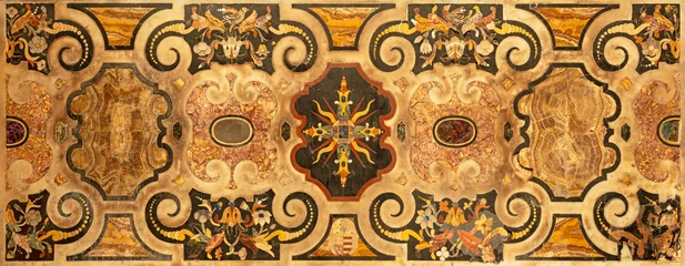 Poster NAPLES, ITALY - APRIL 20, 2023: The stone mosaic (pietra dura)  on the side altar of church Basilica santuario di Santa Maria del Carmine Maggiore. © Renáta Sedmáková