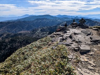 View from Mt. Iwasuge and the autumn sky in Yamanouchi Town, Nagano Prefecture, Japan in October.