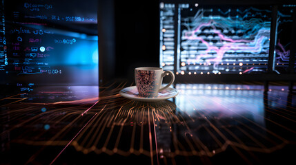 Cup of tea fiber optics background generative ai 
