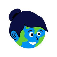 Earth emoji laugh - happy emoticon - isolated vector illustration