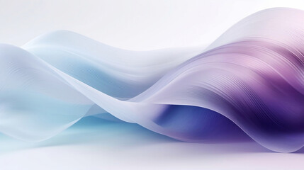 Soft and smooth silky wave in blue and purple color, wavy shinny satin isolated on white, modern background, abstract backdrop.