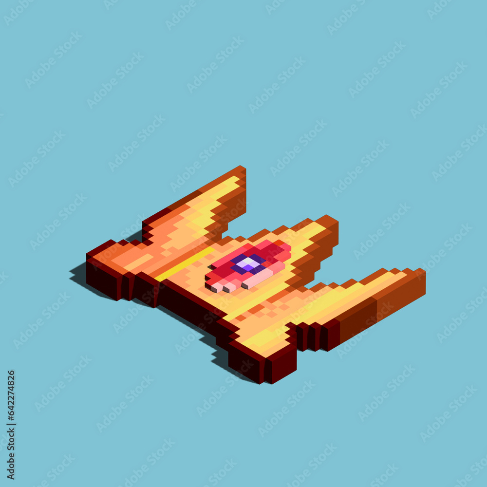Poster asset from pixel art square 3d of crowns with gems in middle for items asset. golden crowns on pixel