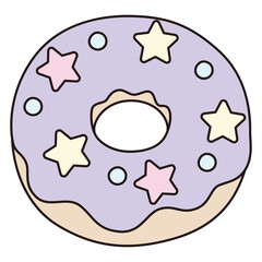 星をのせたかわいいドーナツのアイコンのベクターイラスト