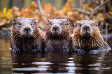 Angry beavers in the water