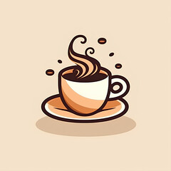 Fototapeta premium coffee day logo flat illustration 