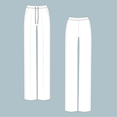 trousers fashion flat technical sketch drawing template. CAD outfit design vector illustration template. fashion CAD mock up design for garment, apparel template.