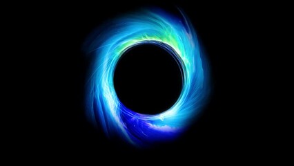 Blue color waves rotating around the black hole, Video loop quality 4k 30fps