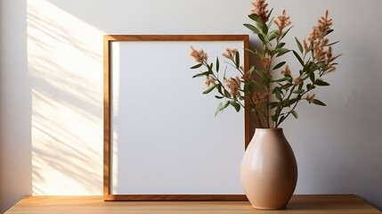 Close-up mockup frame with an interior background and a 3D render..