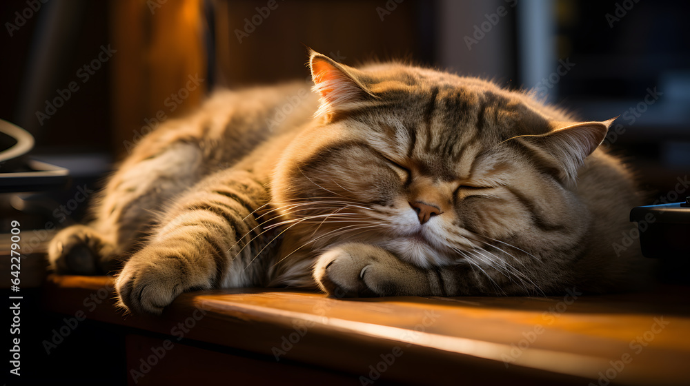 Aufkleber there is a cat that is sleeping on a desk generative ai