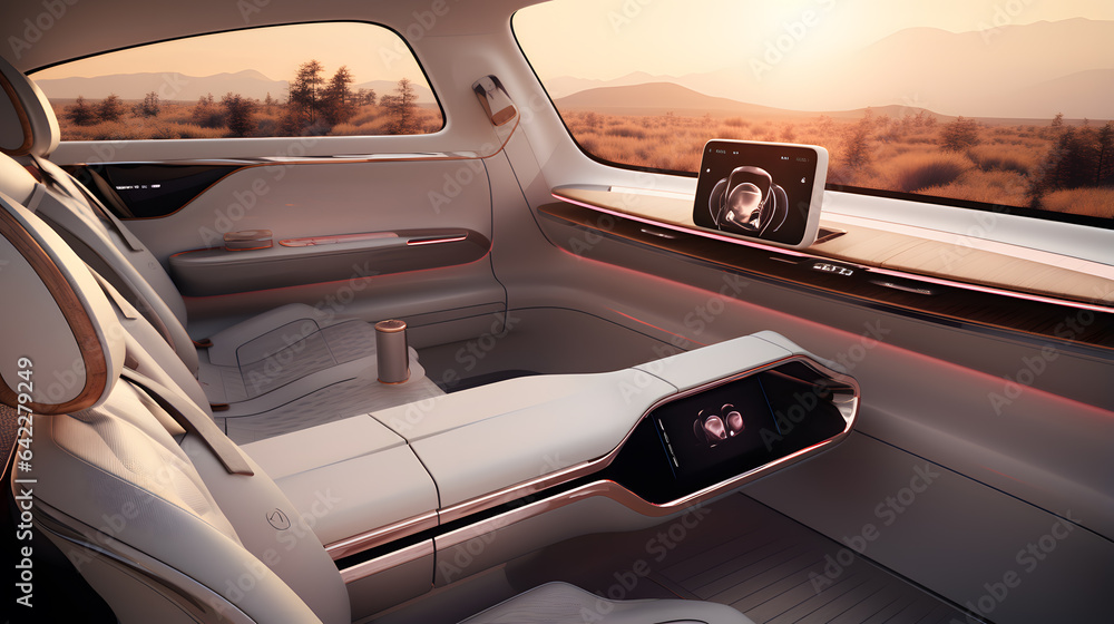 Aufkleber there is a car with a view of the mountains through the window generative ai