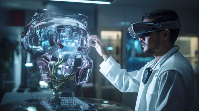 Arafed Man In Lab Coat Holding A Glass Object With A Skull On It Generative AI