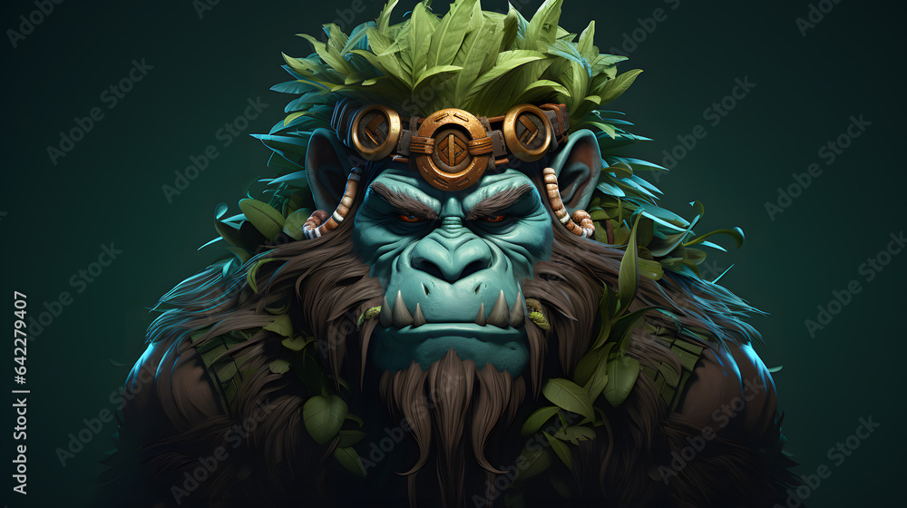 Poster arafed image of a gorilla with a helmet and goggles on generative ai