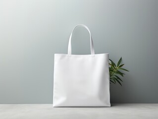White tote bag canvas fabric. Cloth shopping sack mockup. Generative Ai.