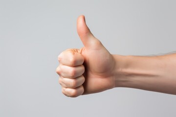 Thumbs up isolated on gray background, concept Admiration, Excellent