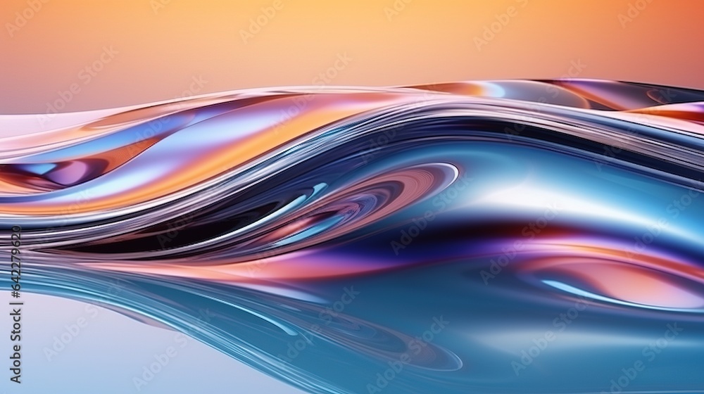 Poster abstract blue wave background with dynamic flow and futuristic design