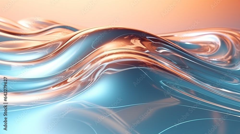 Poster abstract blue wave background with dynamic flow and futuristic design