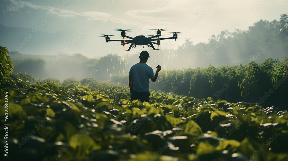 Poster arafed man standing in a field with a camera attached to his head generative ai