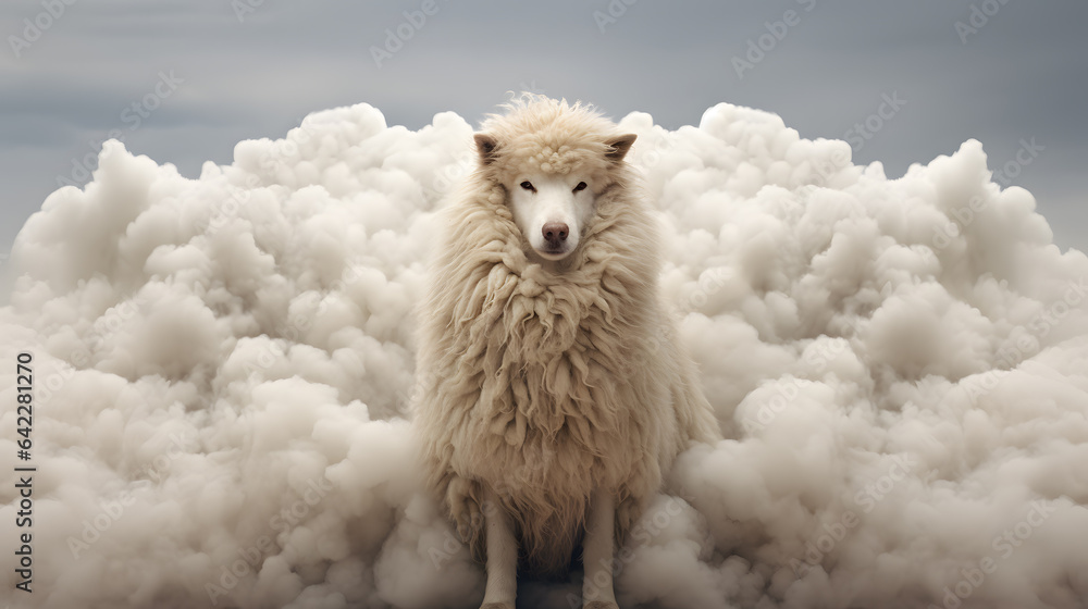 Aufkleber there is a sheep that is standing in a cloud of clouds generative ai