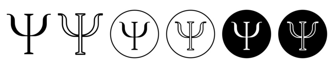psi symbol greek letter psi vector symbol in black filled and outlined style. - obrazy, fototapety, plakaty