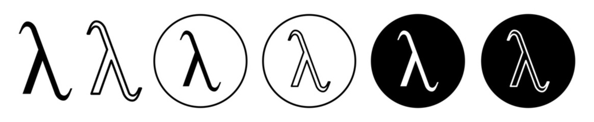 lambda symbol greek letter lambda vector symbol in black filled and outlined style. - obrazy, fototapety, plakaty