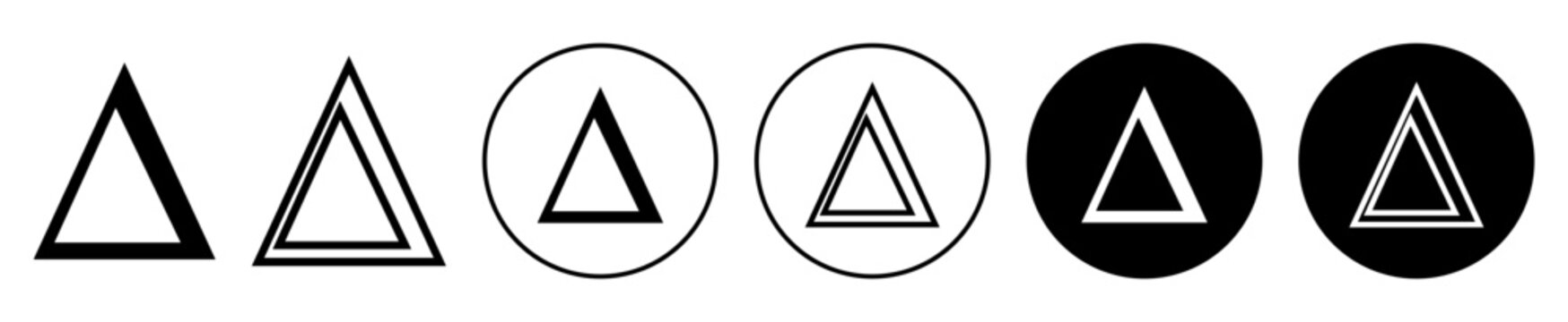 delta symbol set. greek letter delta vector symbol in black filled and outlined style.