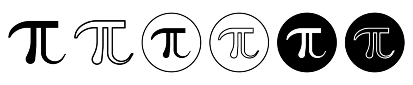 pi symbol greek letter pi vector symbol in black filled and outlined style.