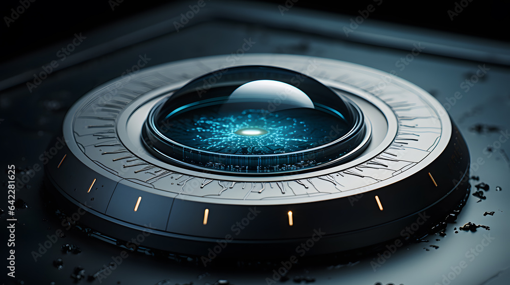 Aufkleber there is a close up of a futuristic looking object with a blue light generative ai
