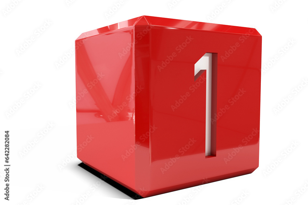 Poster digital png illustration of red cube with number one on transparent background