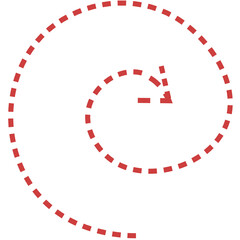 Digital png illustration of red spiral arrow on transparent background