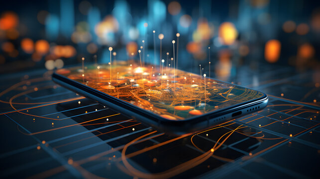 there is a cell phone with a circuit on it Generative AI