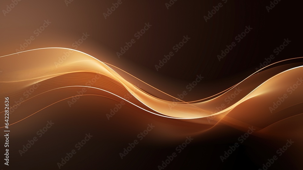 Poster abstract design with vibrant orange waves, lines, and curves, creating a dynamic backdrop with a sen