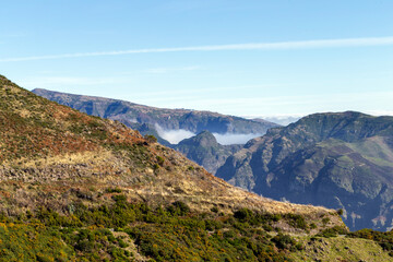 Fototapeta na wymiar View from from the Paul da Serra mountain plateau on the island of Madeira (Portugal)