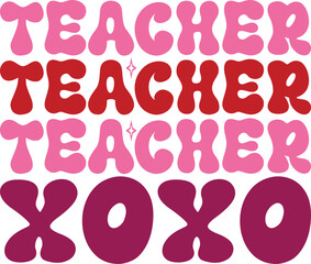 valentines teacher retro svg design and eps file