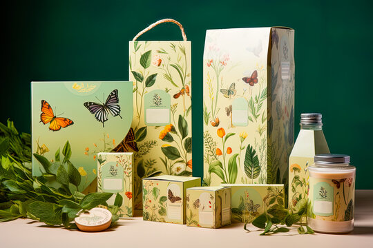 Sustainable branding mock up is represented with meticulous attention to detail on the packaging