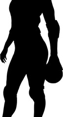 Digital png silhouette of woman holding ball on transparent background