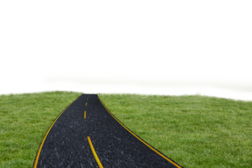 Digital png illustration of road between grass on transparent background