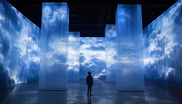 Floating media screens that project images that transcend the boundaries of digital and physical