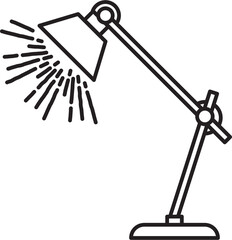 Digital png illustration of black desk lamp on transparent background