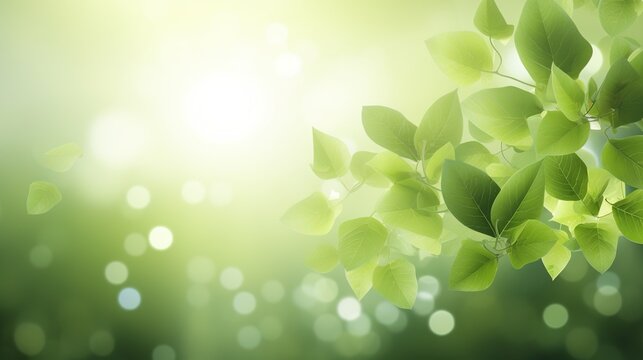 spring background with green leaves
