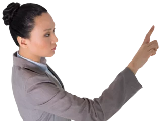 Cercles muraux Lieux asiatiques Digital png photo of asian businesswoman pointing with finger on transparent background
