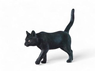 Miniature animal black cat on white background