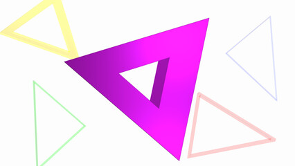 3D geometric purple triangle shape on a white background. Mathematical concepts, Education, 3d rendering, and 3d shapes
