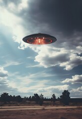 UFO: A Minimalist Encounter" - This image captures the essence of a mysterious UFO sighting, blending minimalist aesthetics with the intrigue of the unknown.