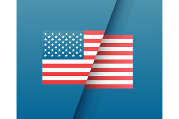 Digital png illustration of american flag on blue rectangle with fold on transparent background