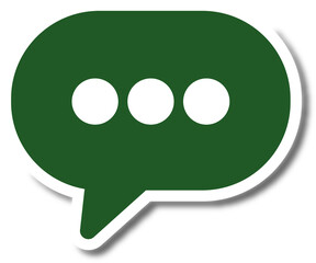 Digital png illustration of green speech bubble with chat loading dots on transparent background