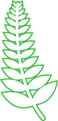 Digital png illustration of tall green plant outline on transparent background