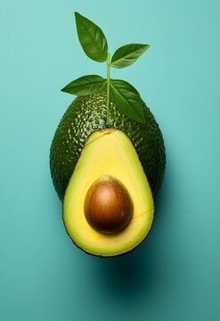 A minimalist pop art portrayal of a fresh and vibrant avocado, celebrating its wholesome qualities through bold colors and geometric design.
