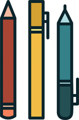 Digital png illustration of pencil and pens on transparent background